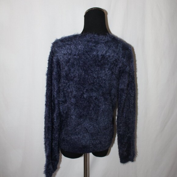 Fair Lady Vintage Mohair Sweater Cardigan V-Neck Blue Jewel Button US 10 BOHO - Picture 9 of 16